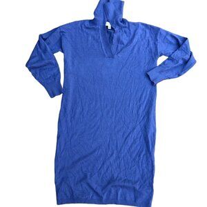 FREE ASSEMBLY Sweater Dress Women's SMALL Viscose Blue Long Sleeve Polo Pullover